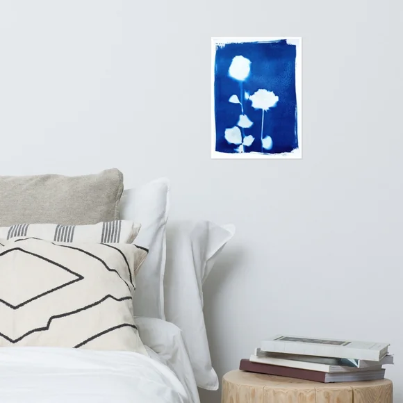 Original Rose Cyanotype Botanical Blue Print on Watercolor Paper - Picture 4 of 4